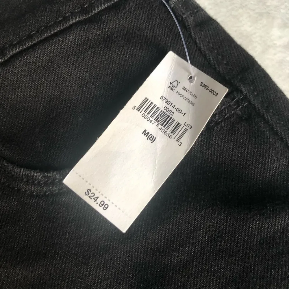 New old navy girl denim distressed mini skirt, girl size medium(8)